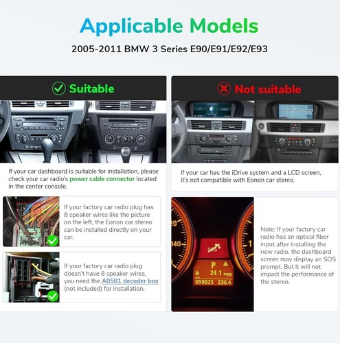 Eonon E90A12S 8-Core Android 13 CarPlay Car Stereo Radio For BMW E90 E91 E92 E93 - Picture 2 of 21