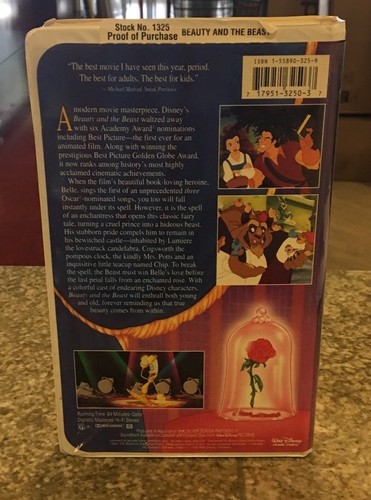 Beauty and the Beast (VHS, 1992) Black diamond The Classics Rarest New - Picture 4 of 4