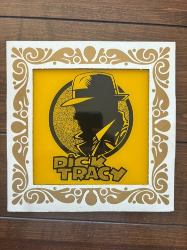 Dick Tracy Movie Carnival Game Prize Glass Picture Vintage 80's Cardboard Frame - Picture 1 of 13