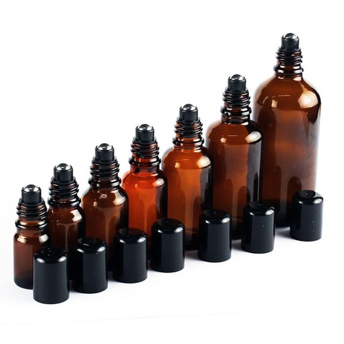 5ml-100ml Thick Glass Essential Oil Perfume Roller Bottle w/ Metal Plastic Ball - Picture 6 of 9