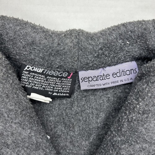 Vintage 80s Malden Polar Fleece Jacket Womens Large Dark Grey USA Made - Bild 6 von 7