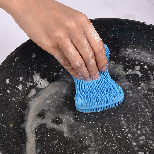 Silicone Scrubber Sponge Brush Dish Pot Pan Washing Cleaning Home Kitchen - Picture 4 of 22