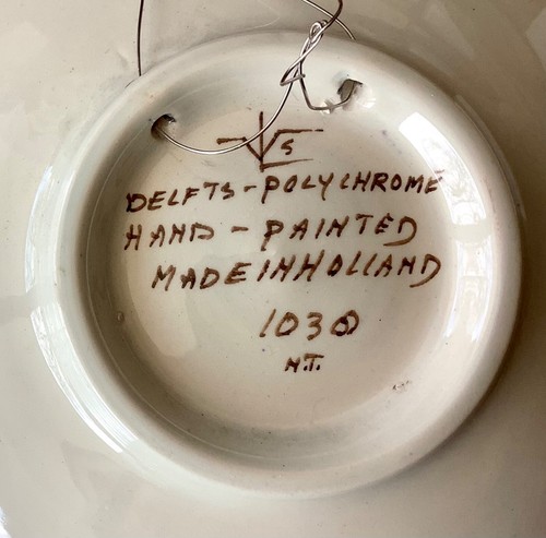 Plat en faience de Delft polychrome - décor au perroquet et pivoines - Picture 5 of 5