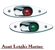 SeaChoice Pair Red Green Flush Mount Recessed Navigation Side Lights Stainless