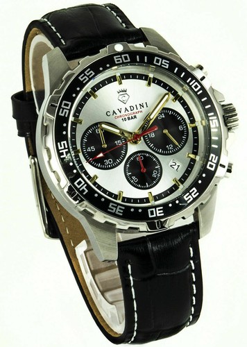 Cavadini Chronograph Herrenuhr Edelstahl 44mm silber CV-467 Taucher-Style - Bild 2 von 10