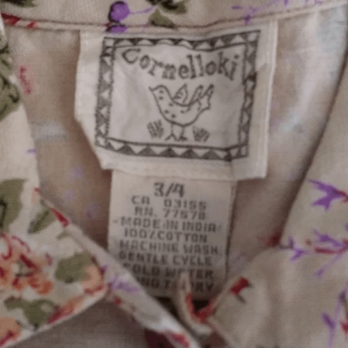 Vintage Girls Blouse Floral Size 3 / 4 Cornelloki EUC Gathered Sleeves - Picture 2 of 5
