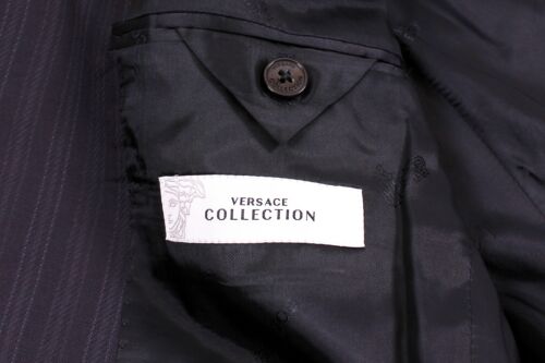 VERSACE Dark Blue Tonal Stripe Suit UK38 US38 EU48 C38 x W32 BRAND NEW & TAGS - Picture 10 of 12