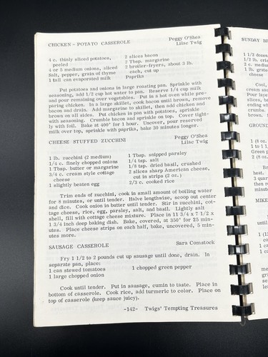 Vintage  Spiral Cookbook Twigs' Tempting Treasures 1974 Lilac Twig Organization - Picture 20 of 21