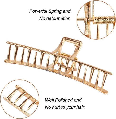 4 Pack Big Hair Claw Clips,Reayou Hair Clamps,Large Gold Metal Strong Hair Clips - Picture 4 of 7
