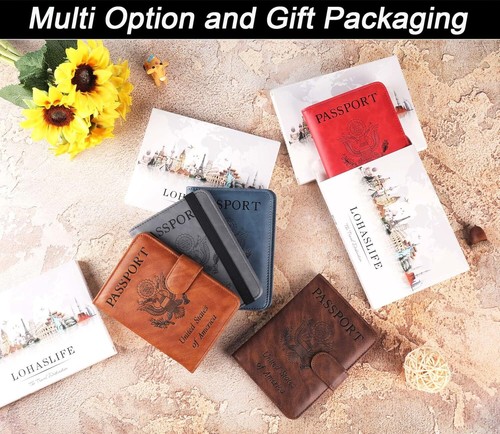 Airtag Passport Holder Cover Wallet Travel Essentials Leather Rfid Blocking Case - Bild 8 von 11