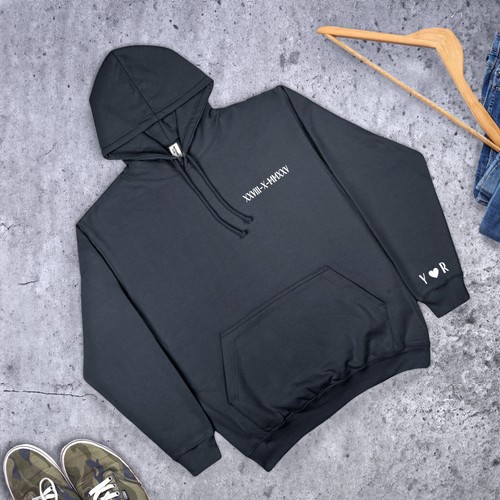 Embroidered Roman Numeral Hoodie Personalised Gift (Lovebirds Font) - Picture 10 of 29