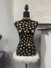 Embellished Dress Form Mannequin Hand Painted With Gold Leaf And Cristals