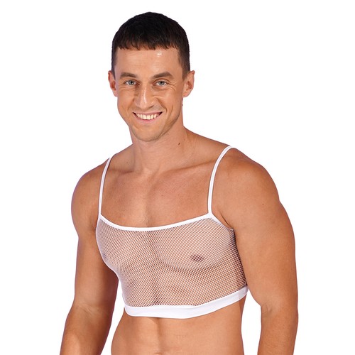 Men's Bra Tops Thin Type Vest Hollow Out Crossdressing Sissy See Through Crop - Picture 63 of 65