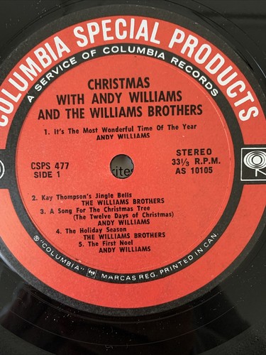 Vinyl LP Christmas with Andy Williams and the Williams Bros.- 1971 compilation - Imagen 7 de 7