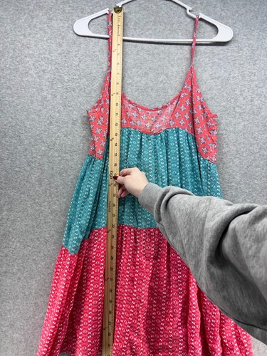 NWT Kori Womens Dress Size S Blue/Pink Geometric Round Neck Spaghetti Strap - Picture 5 of 7