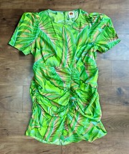 Anthropologie Farm Rio Size 2X “Green Tropical Bodycon Dress” Puff Sleeve Mini