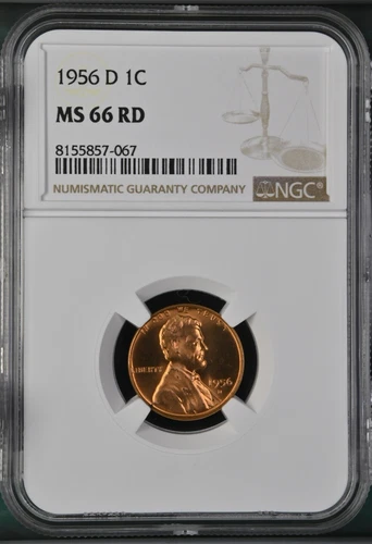 1956-D 1C RD Lincoln Wheat One Cent NGC MS66RD  8155857-067