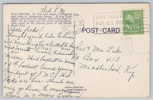Old Court House St. Louis Missouri Linen Postcard c1948 - Picture 2 of 2