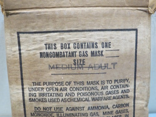 Maschera antigas vintage WW2 US non combattente M1A2-I-I adulto medio, con borsa, istruzioni - Foto 2 di 10