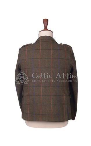 Country Brown Tweed Scottish Argyll Kilt Jacket and Waistcoat - Made to Order - Picture 4 of 8