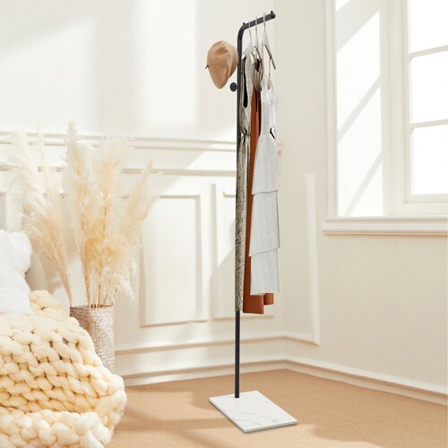 L-Form Metall Garderobe Hut Taschenständer Baum Kleiderbügel Schirmhalter Ständer - Bild 13 von 16
