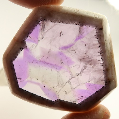 Polyhedral Amethyst slices | Cut and polished trapiche like Amethyst specimens - Picture 6 of 27