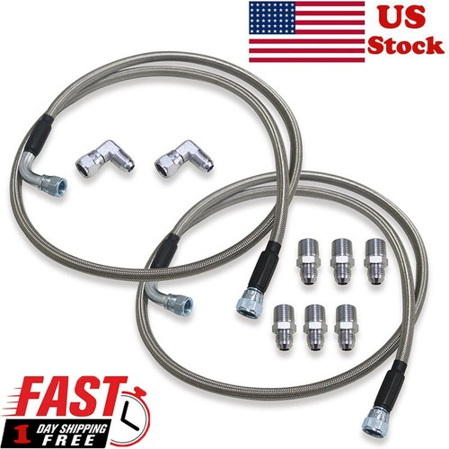 SS Braided Transmission Cooler Hose Lines Fittings 52" Length TH400