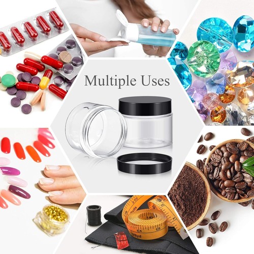 24 Pieces Empty Clear Plastic Jars with Lids Round Storage Containers Wide-Mo... - Picture 8 of 8