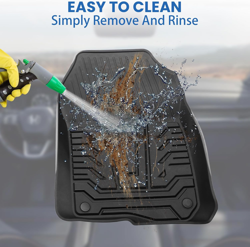 Car Floor Mats Compatible with 2017-2022 CRV, Custom Fit CR-V TPE Black All Weat - Picture 4 of 8