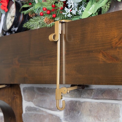 Home Fireplace Stocking and Garland Hanger - Each Mantle Holder Has Two Hooks - Picture 13 of 23