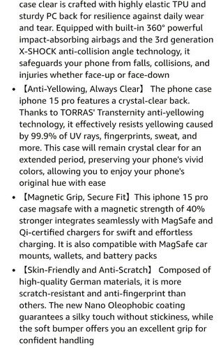 TORRAS Shockproof für iPhone 15 Pro Hülle Clear 2023 6,1" - Bild 10 von 23