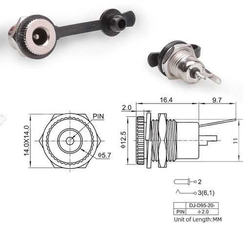 10x DC Power Connector Waterproof Cover Threaded 5.5 x 2.1mm Female Panel Mount - Picture 8 of 8