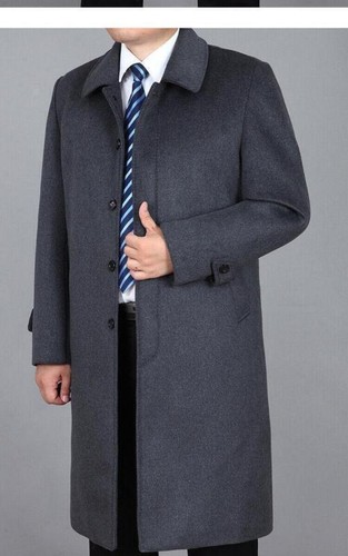 Men's Winter Wool Blend Overcoat Outwear Mid Legth Formal Coat Casual Jackets SZ - Photo 8/14