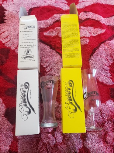 4 "CHEERS" TELEVISION SHOW GLASSES NEW IN BOXES WHEAT BEER, HURRICANE 2 of each