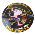 Vintage Harley Davidson Motorcycles Sign - Neon Pink Panther Porcelain Gas Sign