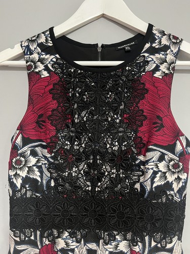 Warehouse Floral Pencil Mini Dress with Lace Detail UK 6 Occasion Sleeveless - Picture 6 of 7