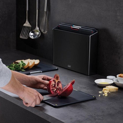 Joseph Joseph Folio 4 Piece Steel Chopping Board Set Carbon Black 60171 - Picture 9 of 9