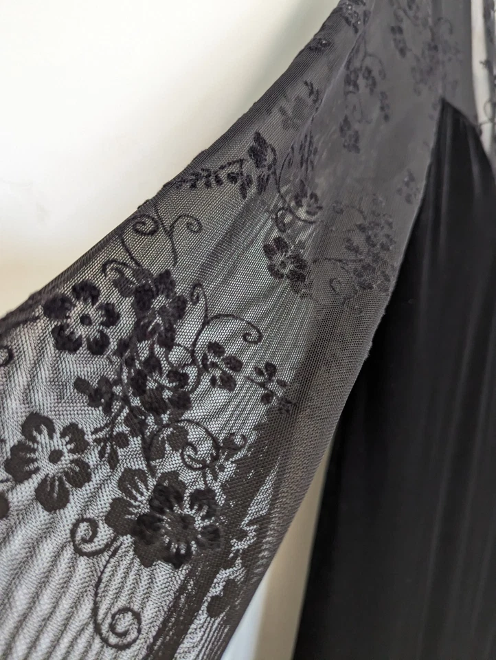 Vestido gótico de hadas vintage para mujer talla 8 negro terciopelo malla transparente encaje caprichoso Foto 3 de 4