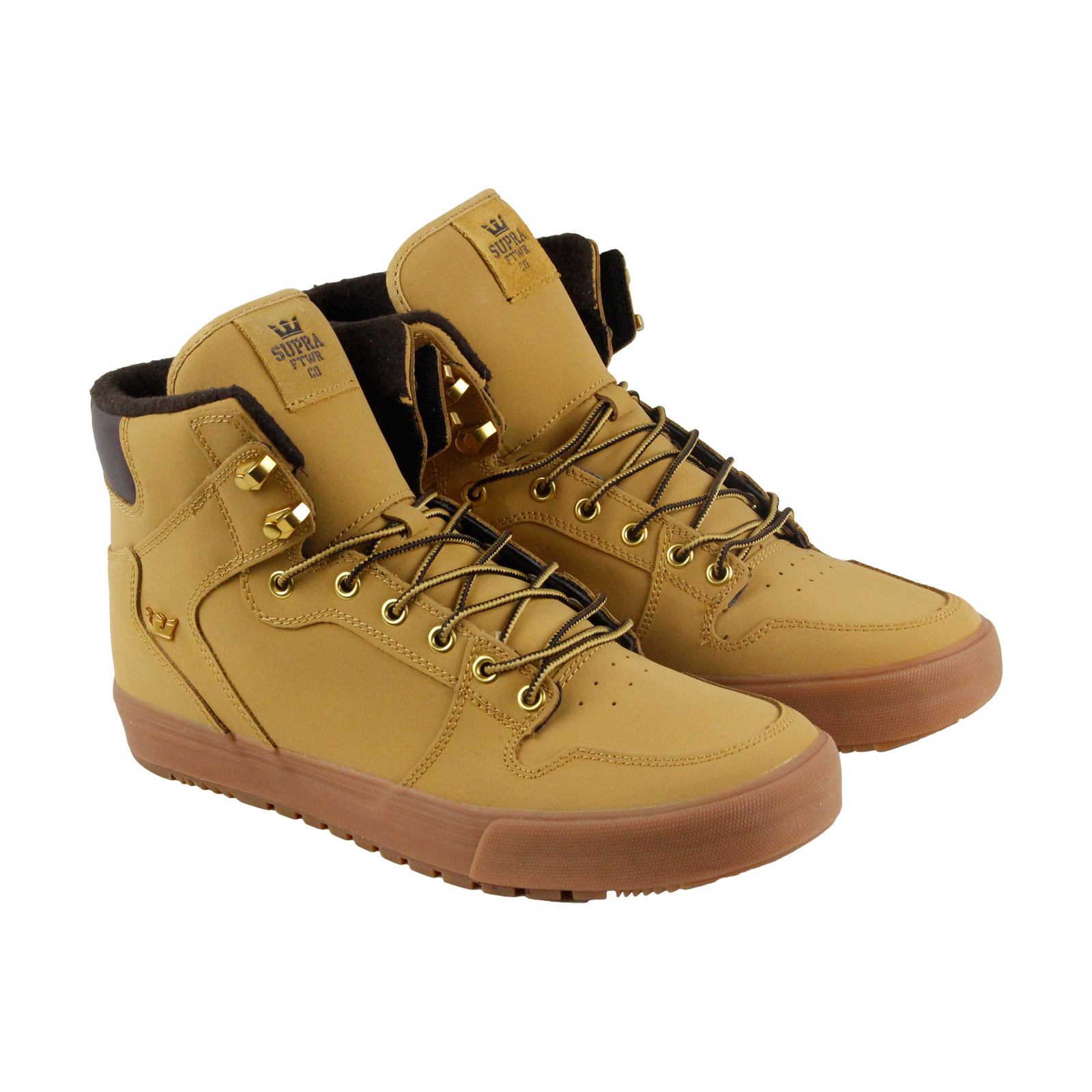 Supra Vaider Mens Tan Leather High Top Lace Up Sneakers Shoes Supra Vaider Mens Tan Leather High Top Lace Up Sneakers Shoes