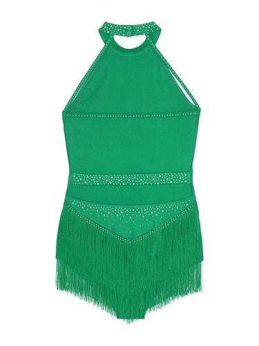 Damen Lyrische Tanz Kostüme Ärmellos Mesh Tüll Kleid Strass Performance Bodysuit - Picture 123 of 142