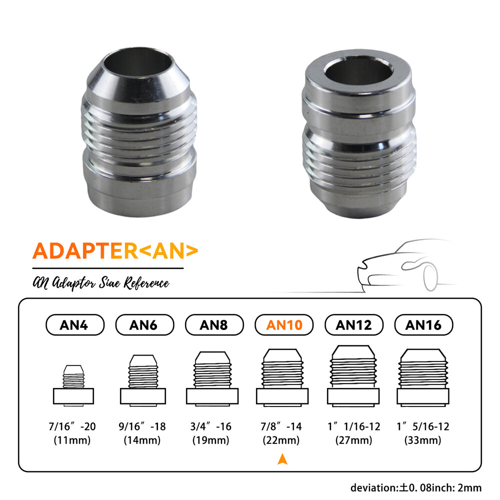 2pcs AN10 7/8"14 Male Adapter Weld Bung Nitrous Hose Fitting Tank Cell
