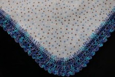 Receiving Blanket Hand Crocheted Edge New Baby Shower Gift Boy's CLASSIC DOTS 