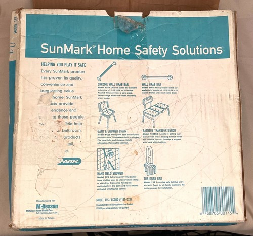 Sunmark 11" White Bathtub Safety Rail Grab Bar Clamp on- NEW - Picture 4 of 7