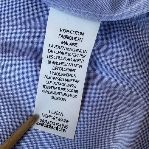 LL Bean Shirt Mens 16.5-34 Blue Wrinkle Resistant Slightly Fitted Button Down - Picture 12 of 12