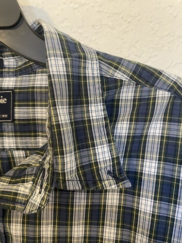 Abercrombie & Fitch Mens Muscle Button Shirt Medium Plaid Blue Western - Picture 4 of 14