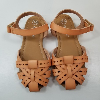 Cat & Jack Elysia SANDALS Cognac Closed Toe Hook/Loop Ankle Strap Girls Size 10 | eBay