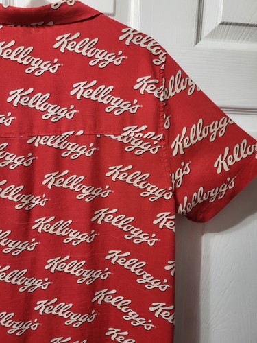 Red Vintage Kelloggs Logo Graphic Button Down Shirt Size Small Divided H&M - Picture 10 of 11