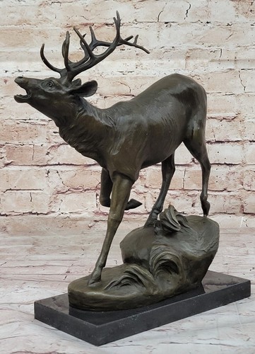 Ciervo Buck Ciervo Ciervo Vida Silvestre Arte Cabaña Lodge Deportista Arte Bronce Mármol Estatua - Imagen 5 de 10