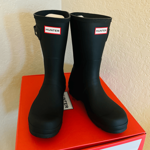 HUNTER Men's Original Short Waterproof Rain Boot, Rubber Black, Size 10, NWT - Picture 10 of 16