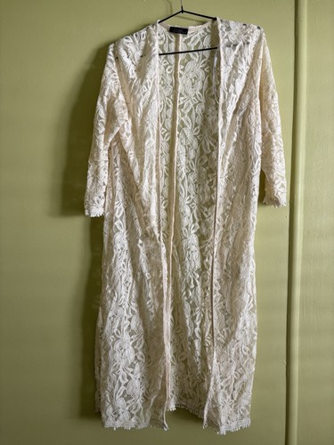 Crossroads 8/10 Crochet Open Front Long Cardigan - Picture 2 of 4